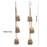 Roops Collexion Combo of Silver and Golden Oxidised Afghani Kashmiri Tribal Oxidized Dangle Long Earrings for Women-thumb2