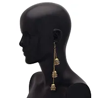 Roops Collexion Combo of Silver and Golden Oxidised Afghani Kashmiri Tribal Oxidized Dangle Long Earrings for Women-thumb3