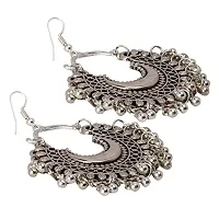 Roops Collexion Single Silver German Oxidized Silver Afghani Chandbali Traditional Earrings for Women-thumb3