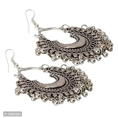 Roops Collexion Single Silver German Oxidized Silver Afghani Chandbali Traditional Earrings for Women-thumb4