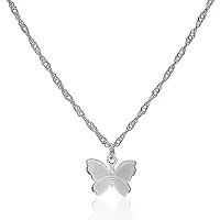 COSMOS SYSTEMS Butterfly Choker Necklace Gorgeous Pendant Necklaces Sparkly Butterfly Chain Jewellery for Women (Silver 1 Butterfly Charms)-thumb3