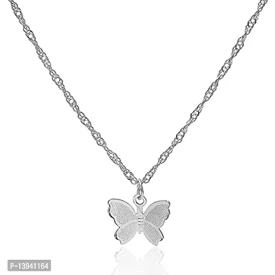 COSMOS SYSTEMS Butterfly Choker Necklace Gorgeous Pendant Necklaces Sparkly Butterfly Chain Jewellery for Women (Silver 1 Butterfly Charms)-thumb4