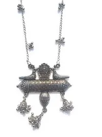 CosMos Afghani Silver Oxidised Long Necklace For Women-thumb1