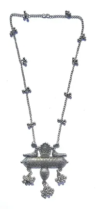 CosMos Afghani Silver Oxidised Long Necklace For Women