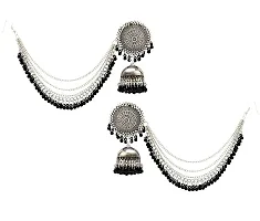 COSMOS SYSTEMS German Oxidised Silver Antique Traditional Maang Tikka with Earrings Jewellery Set for Women and Girls-thumb1
