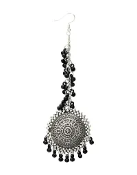 COSMOS SYSTEMS German Oxidised Silver Antique Traditional Maang Tikka with Earrings Jewellery Set for Women and Girls-thumb2