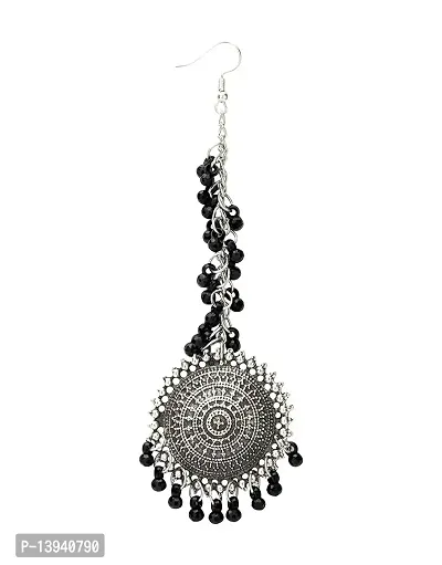 COSMOS SYSTEMS German Oxidised Silver Antique Traditional Maang Tikka with Earrings Jewellery Set for Women and Girls-thumb3