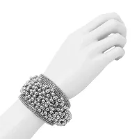 CosMos Oxidized Silver Bracelet for Women (Silver)-thumb1