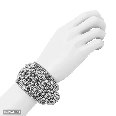 CosMos Oxidized Silver Bracelet for Women (Silver)-thumb2