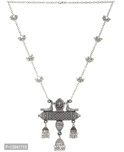 Styledwell Afghani Silver Oxidised Long Necklace For Women-thumb0