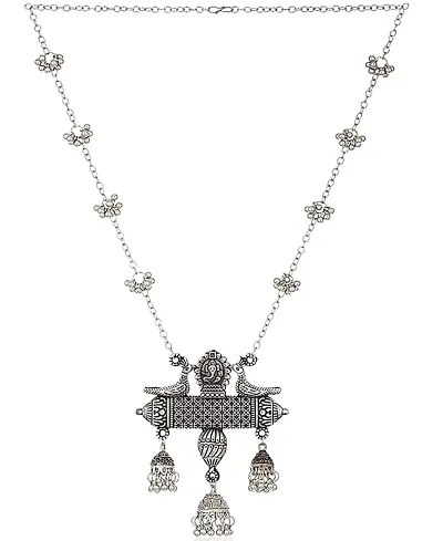 Styledwell Afghani Silver Oxidised Long Necklace For Women