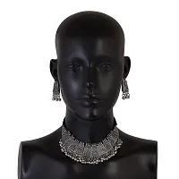 Cosmos Oxidised Silver Choker Necklace-thumb3