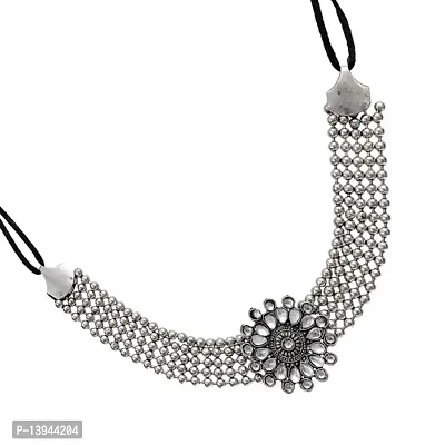 CosMos Jewellery Afghani Style Silver Round Choker Necklace Set for Women  Girls-thumb3