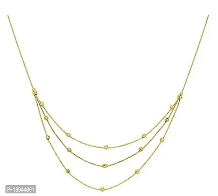 CosMos Yellow Gold Triple Strand Sparkle Cut Bead Bib Necklace 17 Inch Jewelry Gifts for Women