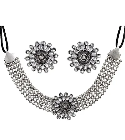 CosMos Jewellery Afghani Style Round Choker Necklace Set for Women Girls