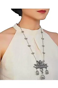 Total Fashion Jewellery Oxidised Silver Banjara Style Chain Necklace with Ganesh Earring for Women  Girls-thumb2