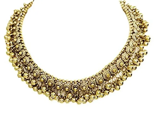 Total Fashion Women's Gold Plated Base Metal Choker Necklace (Gold)