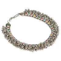 Total Fashion Traditional Oxidized German Silver Plated Choker Necklace Set for Girls  Women (Multi)-thumb4