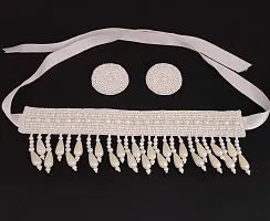 Total Fashion Handmade Lookalike White Bead Emboiredery Choker Necklace Set for Girls  Women-thumb4