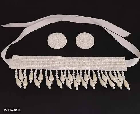 Total Fashion Handmade Lookalike White Bead Emboiredery Choker Necklace Set for Girls  Women-thumb5