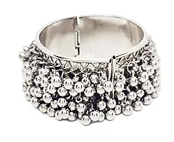 Total Fashion Adjustable Silver Oxidised Ghungroo Bangle 1 Pairfor Women/Girls-thumb2