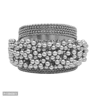 CosMos Oxidized Silver Bracelet for Women (Silver)-thumb3