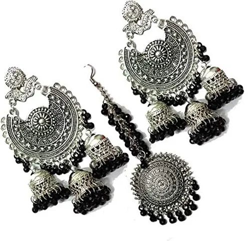 CosMos Bahubali Maang Tikka and earrings Set