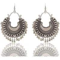 Roops Collexion Single Silver German Oxidized Silver Afghani Chandbali Traditional Earrings for Women-thumb2