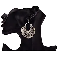 Roops Collexion Single Silver German Oxidized Silver Afghani Chandbali Traditional Earrings for Women-thumb1