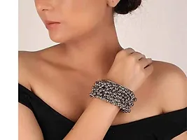 Total Fashion Adjustable Silver Oxidised Ghungroo Bangle 1 Pairfor Women/Girls-thumb1