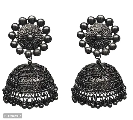 CosMos Metal Beautyful Oxidised Silver Jhumka Earrings for Women  Girls