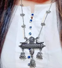 Total Fashion Jewellery Oxidised Silver Banjara Style Chain Necklace with Ganesh Earring for Women  Girls-thumb4