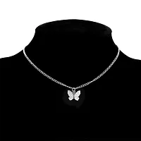 COSMOS SYSTEMS Butterfly Choker Necklace Gorgeous Pendant Necklaces Sparkly Butterfly Chain Jewellery for Women (Silver 1 Butterfly Charms)-thumb1