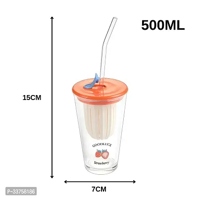 Glass Tumbler with Fruit Infuser Lid and Straw (500ML, Pack of 1, Multicolor)-thumb4