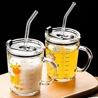 Glass Tumbler Milk Cup (370ML, Pack of 1, Random Design)-thumb3