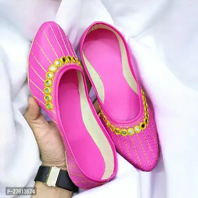 Elegant Pink Synthetic Leather Solid Bellies For Women