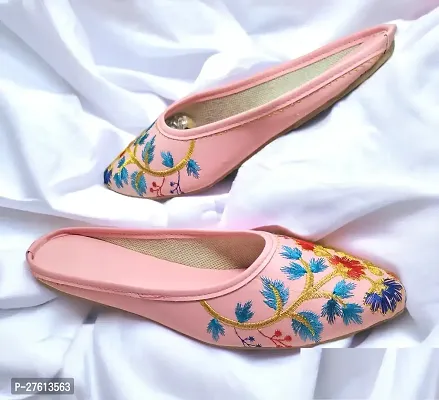 Elegant Pink Synthetic Leather Printed Bellies For Women