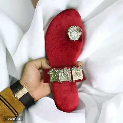 Red Colour Slipper With Silver Colour Buckel And TPR Outer Sole-thumb2