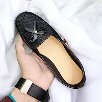 Royal Black Designer Shiny Pattern Jutti Bellie Like Formal Shoes-thumb3