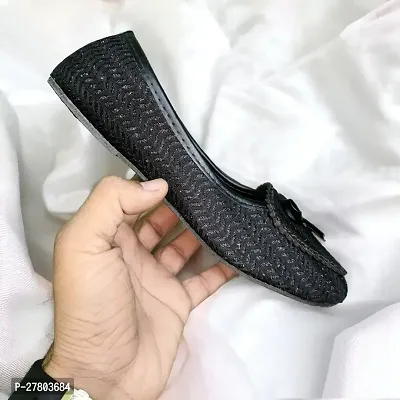 Royal Black Designer Shiny Pattern Jutti Bellie Like Formal Shoes-thumb5
