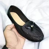 Royal Black Designer Shiny Pattern Jutti Bellie Like Formal Shoes-thumb1