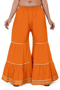 QENA Women's Rayon Flared Sharara Palazzo (Free Size) Orange-thumb3