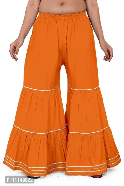 QENA Women's Rayon Flared Sharara Palazzo (Free Size) Orange-thumb4