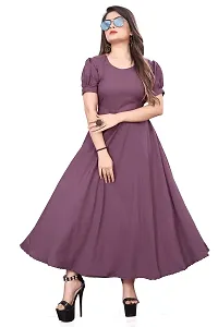 QENA New Aline Maxi Plain Dress for Women in All Trendy Colours Purple-thumb2