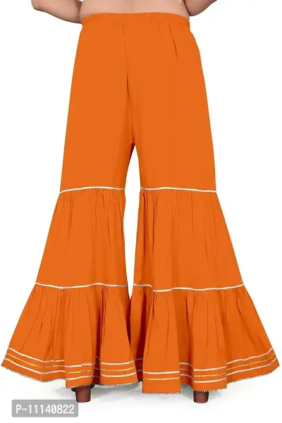 QENA Women's Rayon Flared Sharara Palazzo (Free Size) Orange-thumb2