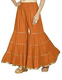 QENA Womens Rayon Sharara Palazzo (Free Size) up to 26 inch to 46 inch Orange-thumb1