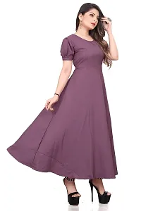 QENA New Aline Maxi Plain Dress for Women in All Trendy Colours Purple-thumb3