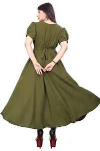 QENA New Aline Maxi Plain Dress for Women in All Trendy Colours Green-thumb1