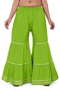 QENA Women's Rayon Flared Sharara Palazzo(Free Size) Green-thumb3