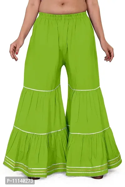 QENA Women's Rayon Flared Sharara Palazzo(Free Size) Green-thumb4